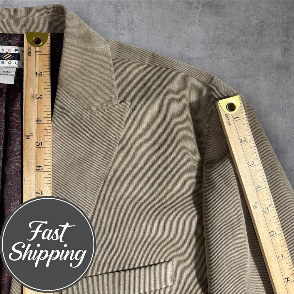 JOSEPH ABBOUD Men's 46R XXL Tan Corduroy Blazer Sport Coat 2-Button Jacket